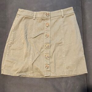 Forever 21 Khaki Button-Up Mini Skirt